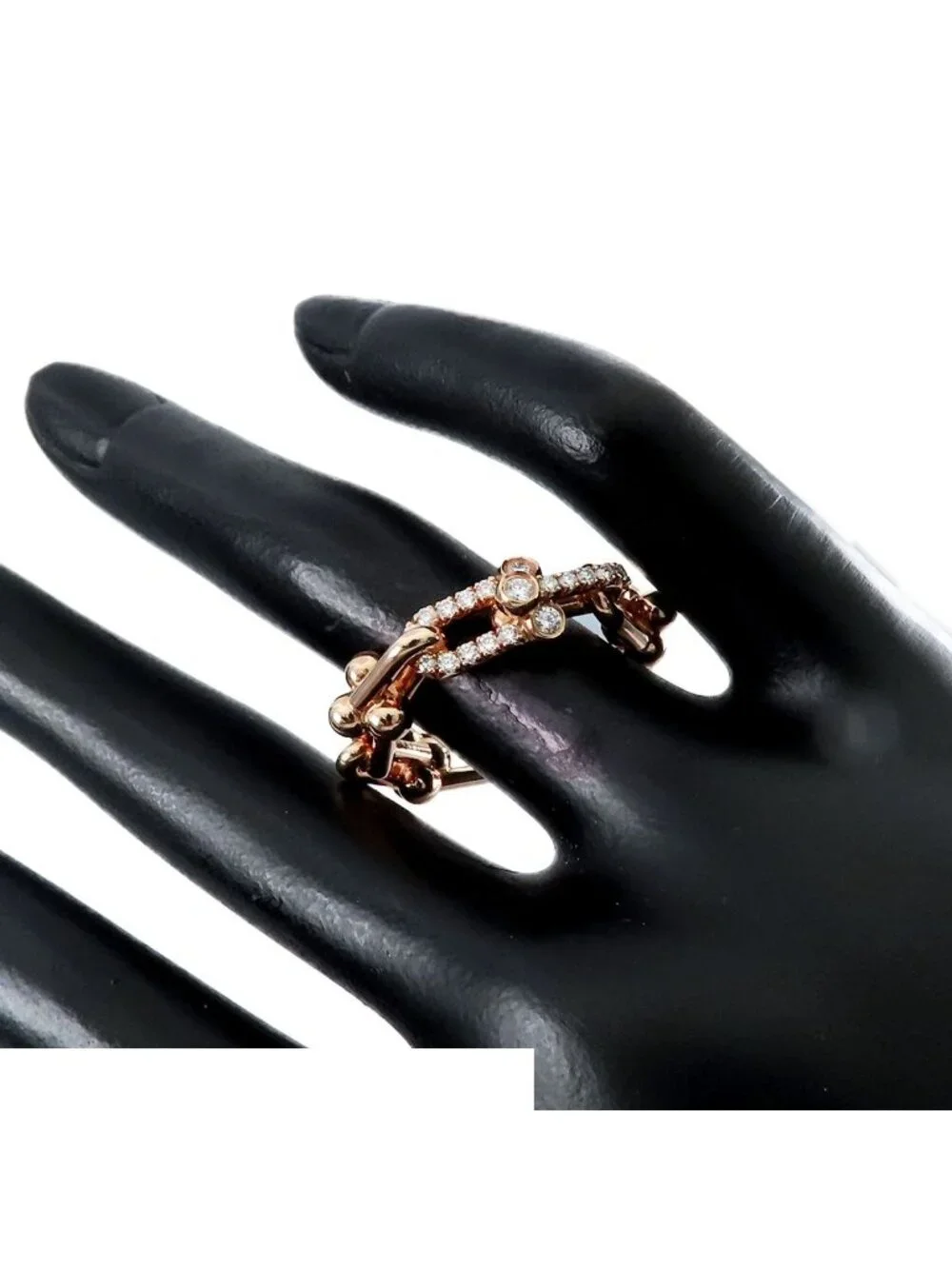 Tiffany & Co Ring Pink Gold 18k Diamond Small Link Rose